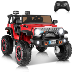 Carro Elétrico Infantil, Jeep 4x4 com Controle Remoto, 2 Lugares, Música via Bluetooth e Luzes LED, 24V, Hikole, Vermelho