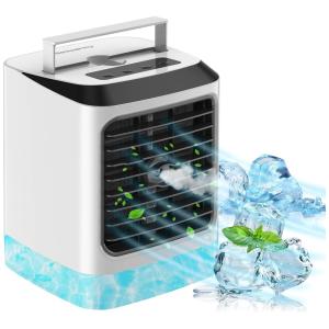 Climatizador de Ar Portátil de Mesa, Capacidade 480mL, 3 Velocidades, BESWARMY, Branco