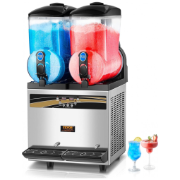 Máquina de Raspadinha Comercial VEVOR, Duplo Tanque de 15Lx2 para Bebidas Congeladas, Fabricante de Margarita e Smoothie de Aço Inoxidável