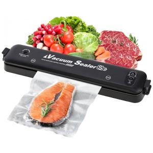 Seladora a Vácuo Automática para Alimentos Secos e Úmidos com Indicador LED, 110V, WY, Preta