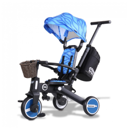 Triciclo Infantil com Cesta, Mochila de Viagem e Bolsa para os Pais para Crianças de 1 a 5 Anos, NewtronX, Azul