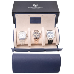 Coleção de Relógios Caixa, Estojo para Relógios Protege e zena, 3 Lugares, LUXE TIMEPIECE COLLECTION, Azul