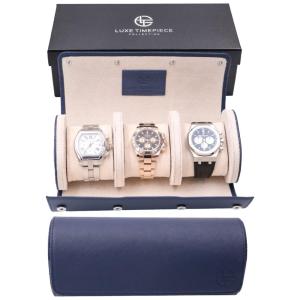 Coleção de Relógios Caixa, Estojo para Relógios Protege e zena, 3 Lugares, LUXE TIMEPIECE COLLECTION, Azul