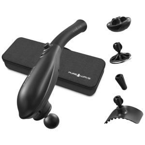 Massageador Terapêutico de Percussão sem Fio com 5 Acessórios, PUREWAVE, Preto