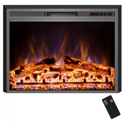 Lareira Elétrica de Embutir A63x77L cm com Controle Remoto, 3 Cores de Chama, Temporizador e Proteção Contra Superaquecimento, 110V 1500W