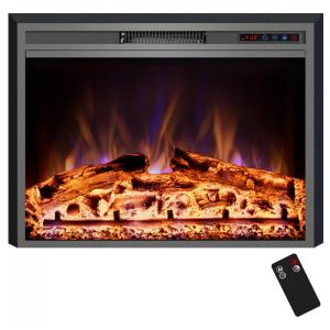 Lareira Elétrica de Embutir A63x77L cm com Controle Remoto, 3 Cores de Chama, Temporizador e Proteção Contra Superaquecimento, 110V 1500W