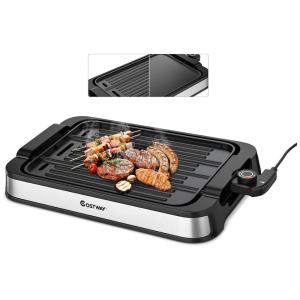 Churrasqueira Elétrica Portátil, 1500W, Branca, 110v, COSTWAY, Branco