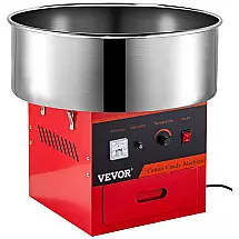 Máquina de Algodão Doce Elétrica Profissional sem Tampa com Colher de Açúcar e Gaveta, 110V, VEVOR, Vermelho