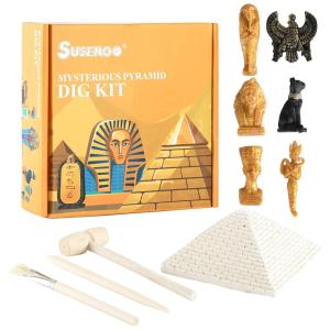 Kit de Arqueologia e Escavação Versão Fosséis ne Pirâmide, 6 Fosséis Reais, SUSENGO Unisex, Amarelo