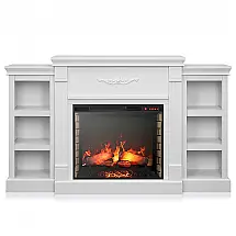 Lareira Elétrica BELLEZE 179x100cm 1500W Rack TV 68pol Prateleiras Branca 110V