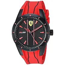 Relógio de quartzo Redrev masculino com pulseira de silicone, 26 Modelo, FERRARI 0830539, Vermelho