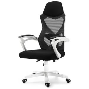 Cadeira de Escritório Ergonômica Giratória com Suporte Lombar e Altura Ajustáveis, VILLESTON, Preto