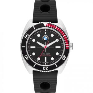 BMW Relógio Masculino de Quartzo, com Pulseira de Couro, Preto