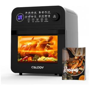 Fritadeira Elétrica AirFryer 12.7L em Aço Inoxidável com Painel Digital e Livro de Receitas, 1700W, 110V, KALLODEAR Calody, Preto