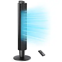 Ventilador de Torre Oscilante com 5 Velocidades, Controle Remoto e Display Led, 110V SWIPESMITH, Preto