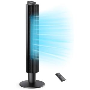 Ventilador de Torre Oscilante com 5 Velocidades, Controle Remoto e Display Led, 110V SWIPESMITH, Preto