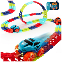 Pista de Corrida com 184 Peças e Carro Iluminado por LED para Crianças Acima de 3 Anos, Veook, Colorida