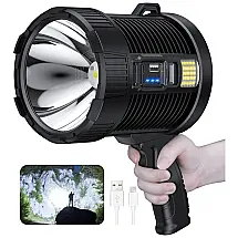 Lanterna LED Recarregável, 20 Horas de Ação, á Prova Dágua IPX5 e 10.000 Lúmens, NIAO CHAO, Preta