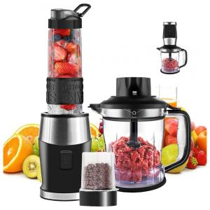 Liquidificador Portátil 600mL com Garrafa Esportiva, 500W, 110v, GOELUNMY TB18, Prateado