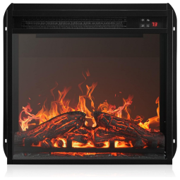 Lareira Elétrica de Embutir A60x71L com Controle Remoto e Digital, Luz LED 3D, 1400W, 110v, DELLA, Preto