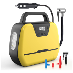 Compressor de Ar com Bateria Recarregável 20V 12V, 100PSI, TUGOKU, Amarelo