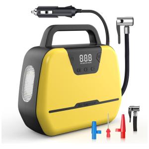 Compressor de Ar com Bateria Recarregável 20V 12V, 100PSI, TUGOKU, Amarelo