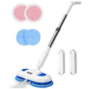 Esfregão Mop Elétrico sem Fio à Bateria com 4 Acessórios Extras, 110v, COP ROSE F528P, Branco