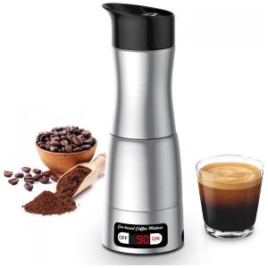Mini Máquina de Café Expresso Portátil 150mL com Tela LCD, 12V, KreeySant, Prata