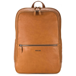 Mochila Unissex de Couro para Laptop, VELEZ, Marrom