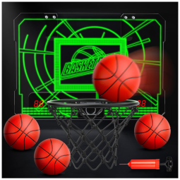 Cesta de Basquete com 4 Bolas, Placar Eletrônico e 4 Cores de Luz LED, Ideal para Crianças de 3 a 12 Anos, Eaglestone, Colorida