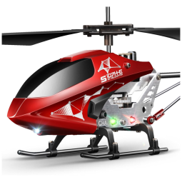 Mini Helicóptero RC com Gyro Crimson de Controle Remoto com 3 Canais, SYMA ES107H E R, Vermelho
