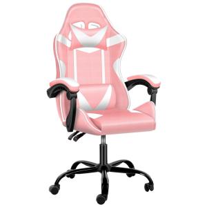 Cadeira Gamer Ergonômica Reclinável e Giratória com Apoio Lombar e Cabeça, YSSOA Ergonomic Gaming Chair Pink, White, Rosa