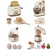 Kit de Brinquedos de Cozinha Educativa ROBUD, Mini Eletrodomésticos para Crianças com Fritadeira, Batedeira, Torradeira e Liquidificador