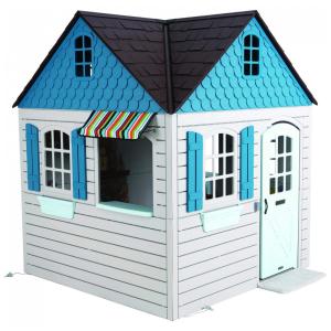 Casinha Infantil de Plástico Resistente para Área Externa com Nóveis, Plantas, Animais de Estimação e Muito Mais, Lifetime, Branco e Azul