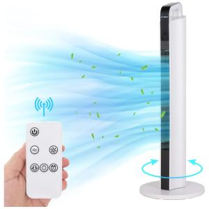 Ventilador de torre E Macht Ventilador oscilante de 35 polegadas, ventiladores de piso sem lâmina com 3 velocidades, 3 modos, oscilação 80