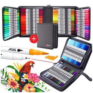 Conjunto de Canetas Artisticas 100 Cores com Arte em Aquarela, Canetas de Caligrafia Fineliner para Adultos, ZSCM