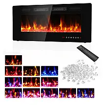 Lareira Elétrica BREEZEHEAT 107x46cm 1500W 12 Cores LED Embutir 110V