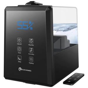 Umidificador de 6L com Função Quente, Frio, Painel Digital e Controle Remoto, 110v, ELECHOMES UC5501, Preto