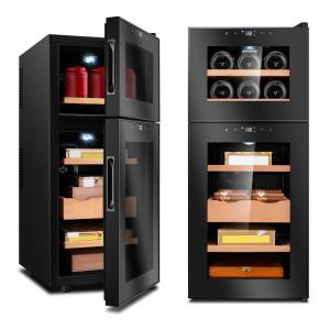 Umidor para Charutos Elétrico com 2 Portas, Controle de Temperatura, Capacidade para 200 Charutos e 5 Prateleiras, 110V, Demcigar, Preto