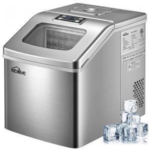Ice Maker Machine 48 lbs Ice in 24 Hours Portable Ice Maker for Countertop Clear Square Ice Cubes Ready in 15 Minutes with 3 lbs Storage and