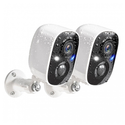 Câmeras de Segurança sem Fio 1080p com Detecção de Movimento, WIFI, IP65, 2UN GMK CG6, Branca