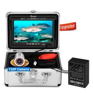 Câmera de Pesca Subaquática Portátil à Prova d com Monitor 1024x600 IPS e Luzes Infravermelhas, Cabo 15 M, EYOYO, Prateado