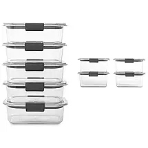 Potes Herméticos para Alimentos, 0.7, 1 L Retangular, 9 Unidades, RUBBERMAID, Preto