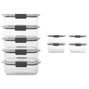 Potes Herméticos para Alimentos, 0.7, 1 L Retangular, 9 Unidades, RUBBERMAID, Preto