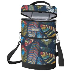 Bolsa Térmica Para Transporte de Vinhos BALEINE até 2 Garrafas, Estampa de Penas