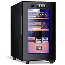 Umidor para Charutos Elétrico com Capacidade para 150 Charutos e Prateleiras em Madeira de Cedro Espanhol, 110V, NEEDONE NO23A, Preta