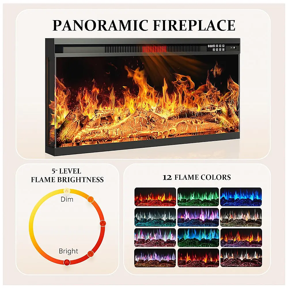 Rack TV Lareira Elétrica MXV 178x80cm 3 Lados Vidro Chamas LED Branco 110V — foto 3
