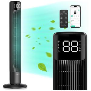 Ventilador de Torre sem Lâminas, Estilo Moderno com Oscilação de 120°, 8 Velocidades, Temporizador de 24H, Controle Remoto e APP, 110V
