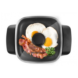 Frigideira Elétrica Antiaderente Elite Gourmet EG808 20 x 20 cm, Tampa de Vidro e Aquecimento Rápido, 600W - Preta, Fácil Limpeza