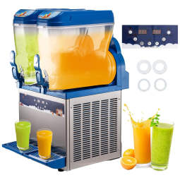 Máquina de Raspadinha TECSPACE com 2 tanques de 30L, 1000W, ideal para margaritas, coquetéis e daiquiris. Perfeita para festas e eventos